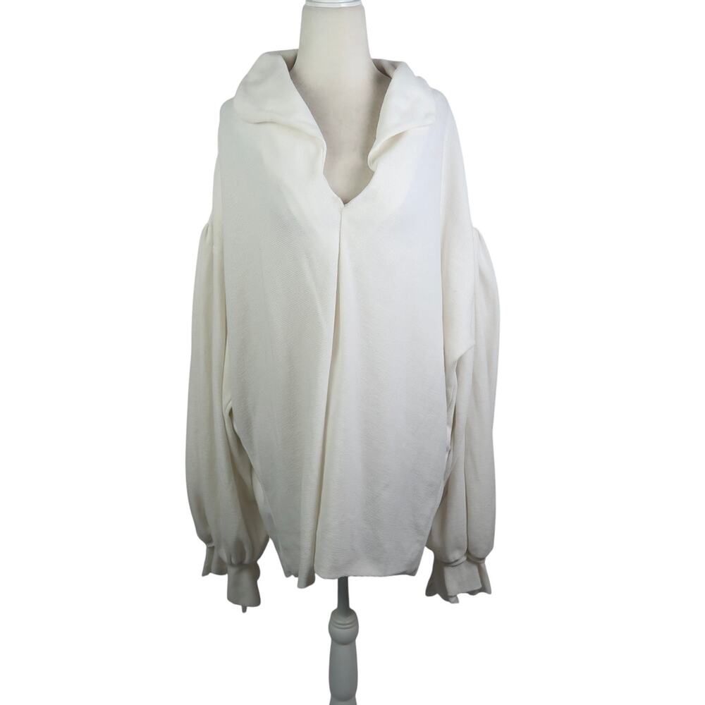 Vintage Cream Tunic Billowy Peasant Top Long Sleeves Victorian